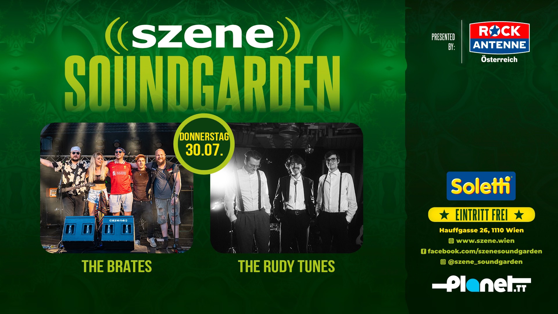 THE BRATES | THE RUDY TUNES am 30. July 2026 @ Szene Wien.