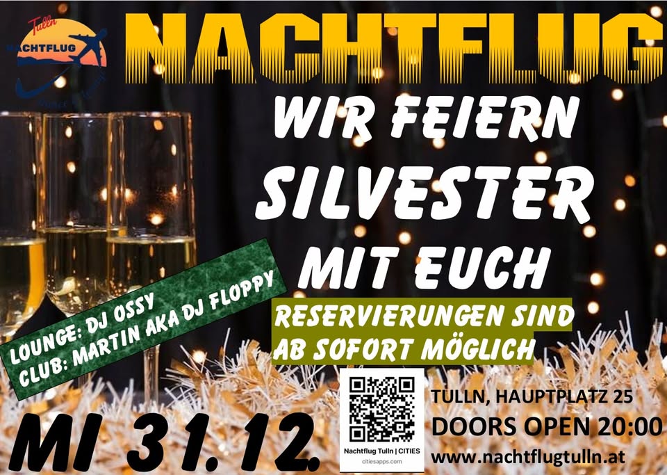 Wir feiern SILVESTER am 31. December 2025 @ Nachtflug.