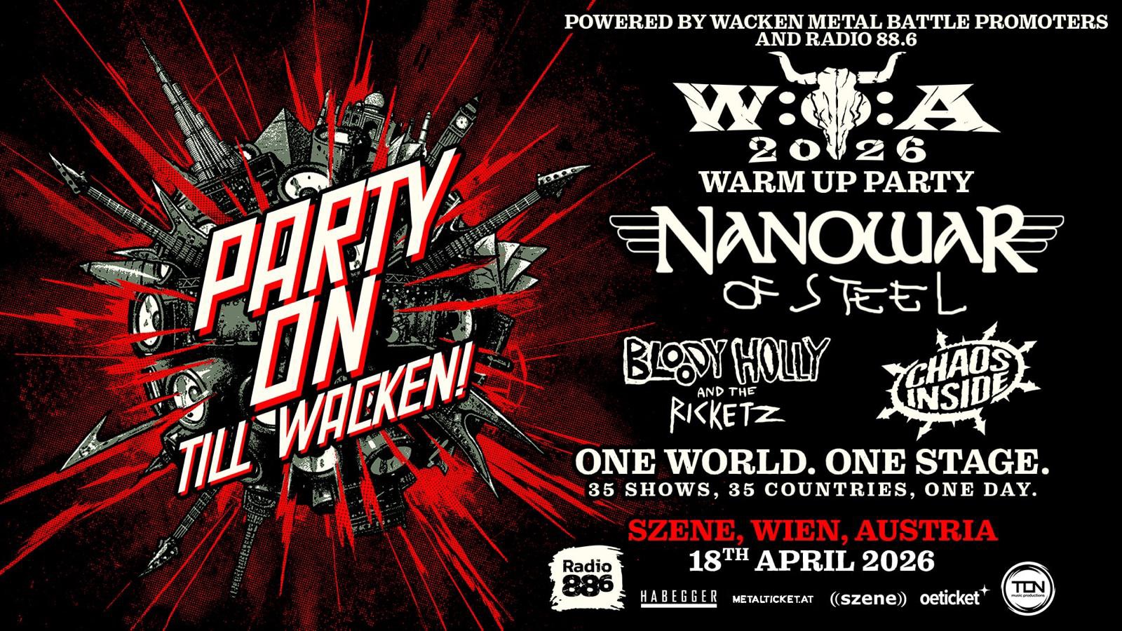 W:O:A 2026 - Warm Up Party AUSTRIA am 18. April 2026 @ Szene Wien.