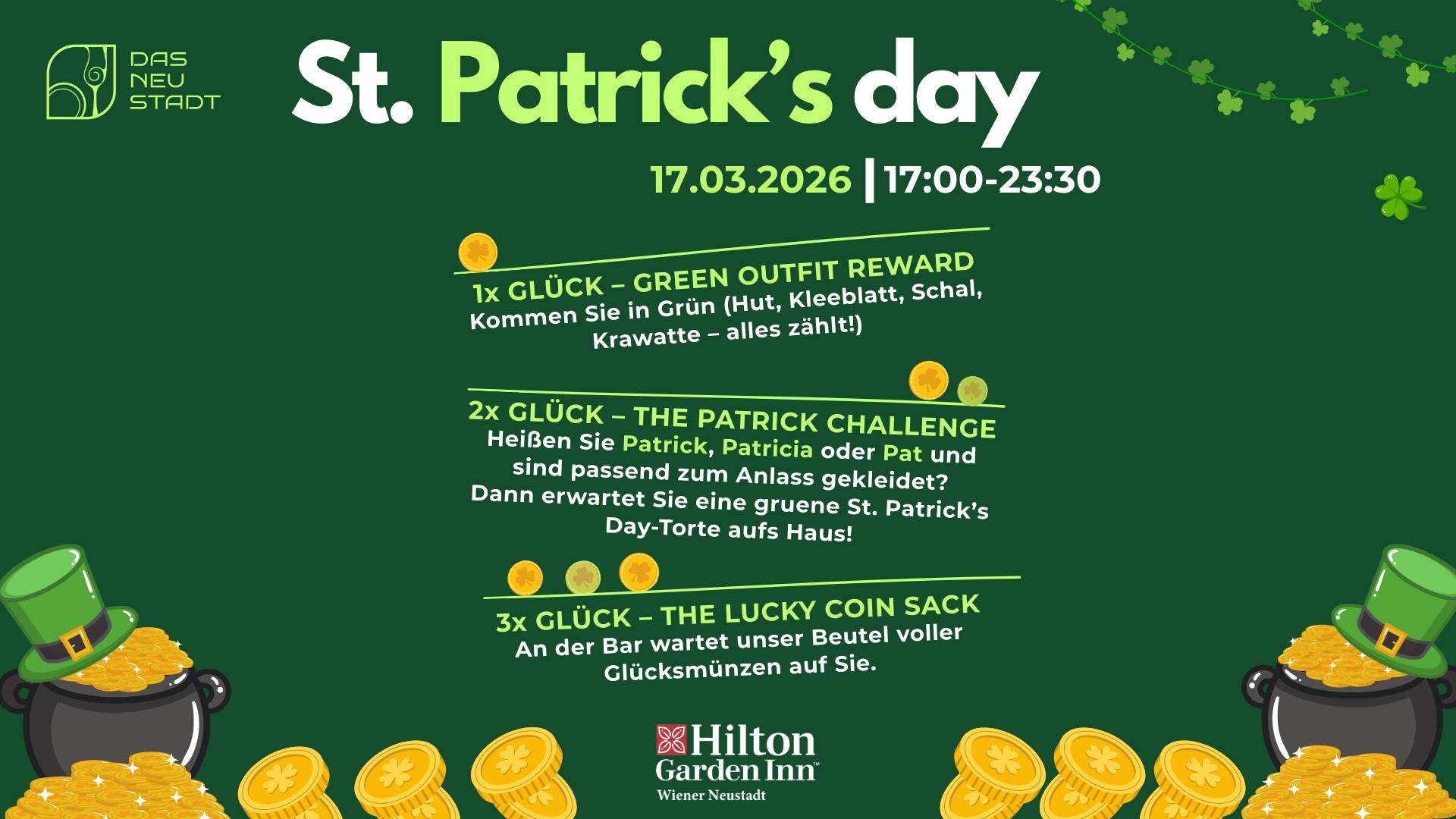 St. Patrick’s Day im DAS NEUSTADT 🍀 am 17. March 2026 @ Das Neustadt.
