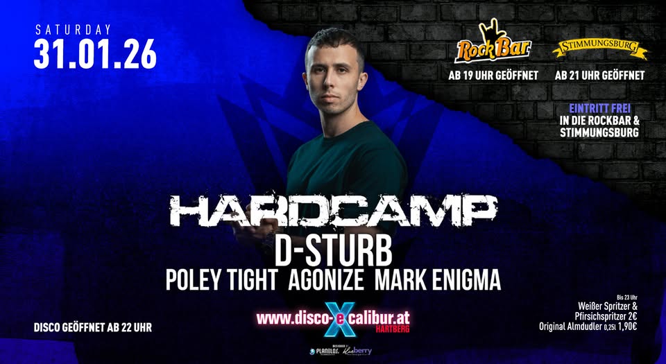 HARDCAMP pres. D-STURB am 31. January 2026 @ Disco Excalibur - Hartberg.