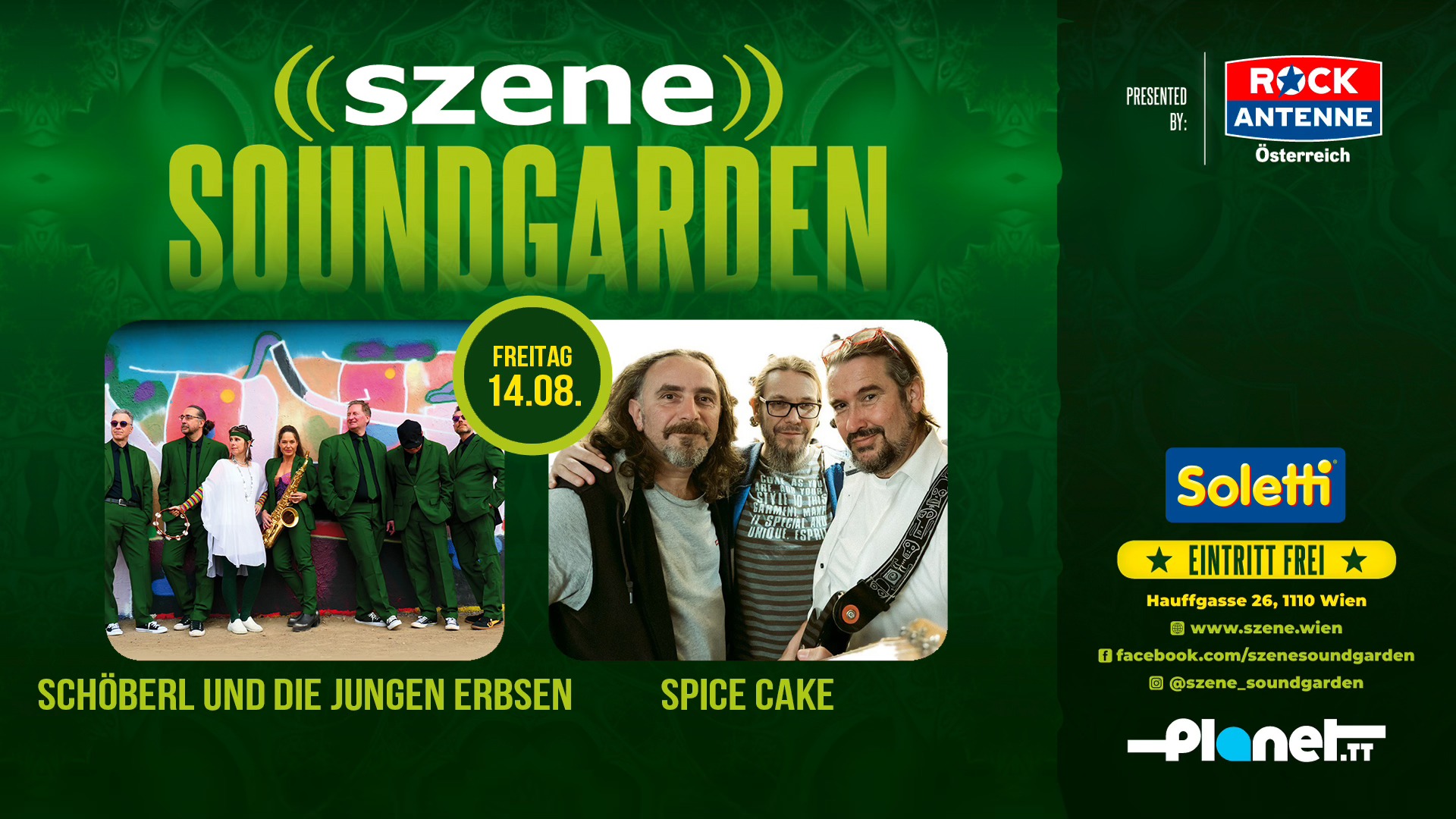 SCHÖBERL UND DIE JUNGEN ERBSEN | SPICE CAKE am 14. August 2026 @ Szene Wien.