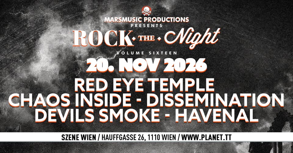 ROCK THE NIGHT Vol.16 am 20. November 2026 @ Szene Wien.