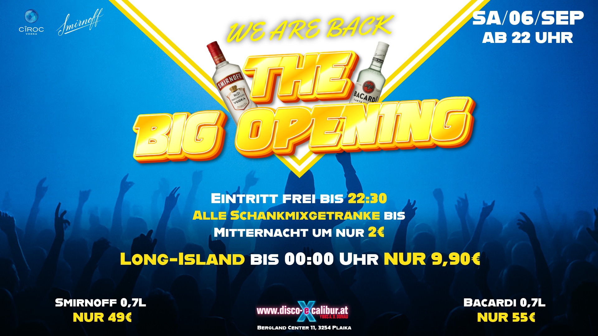 The BIG OPENING am 6. September 2025 @ Disco Excalibur - Ybbs. The BIG OPENING am 6. September 2025 @ Disco Excalibur - Ybbs.