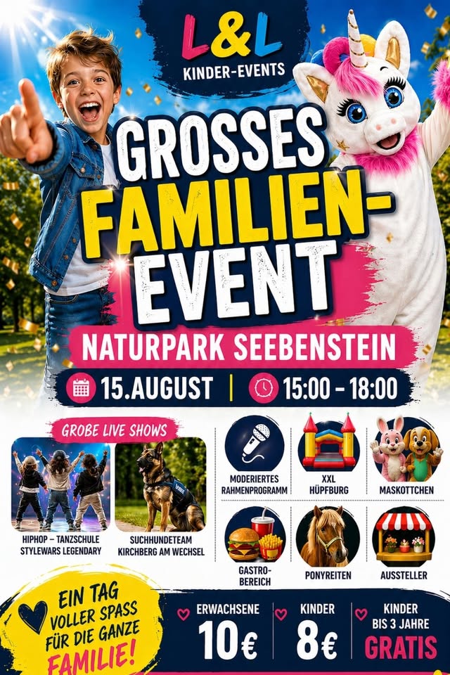 Familien Event Seebenstein am 15. August 2026 @ Naturpark Seebenstein.