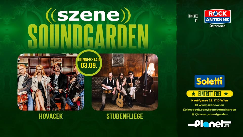 HOVACEK | STUBENFLIEGE am 3. September 2026 @ Szene Wien.