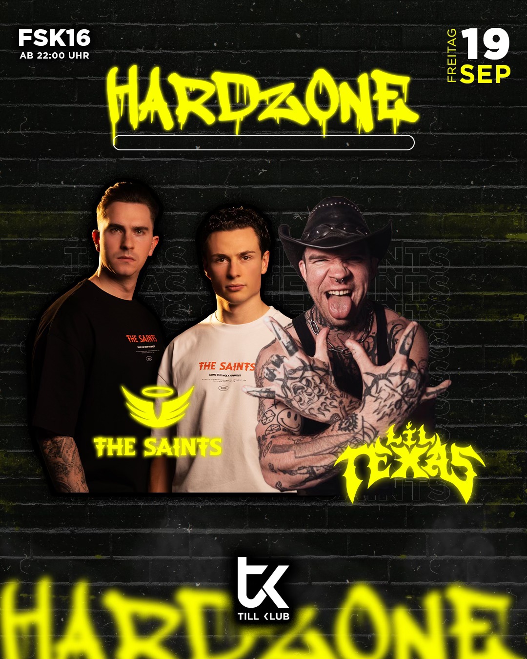 TILL CLUB - Hardzone w/ Lil Texas & The Saints am 19. September 2025 @ Till Club Neulengbach. TILL CLUB - Hardzone w/ Lil Texas & The Saints am 19. September 2025 @ Till Club Neulengbach.