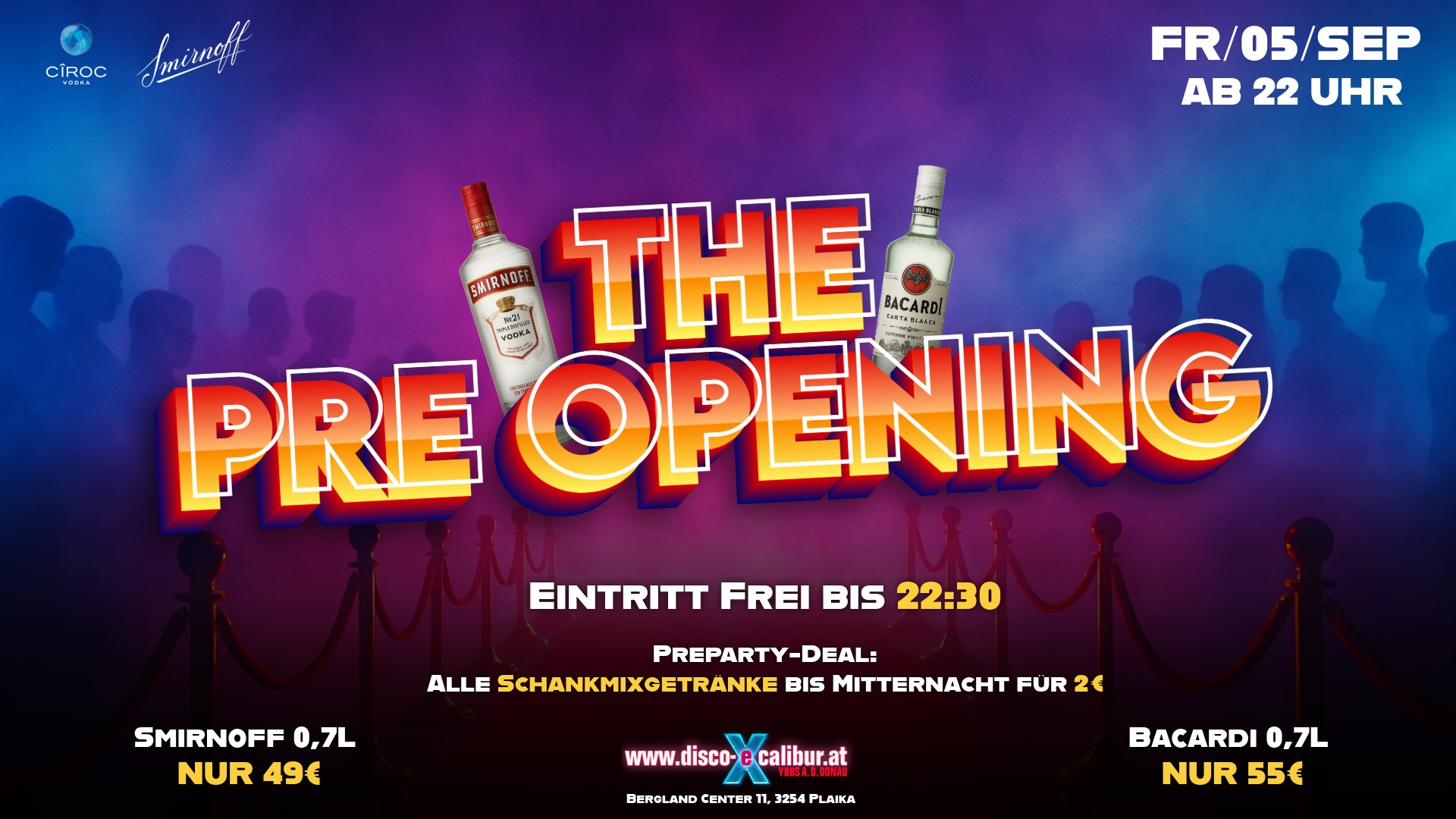The PRE OPENING am 5. September 2025 @ Disco Excalibur - Ybbs. The PRE OPENING am 5. September 2025 @ Disco Excalibur - Ybbs.