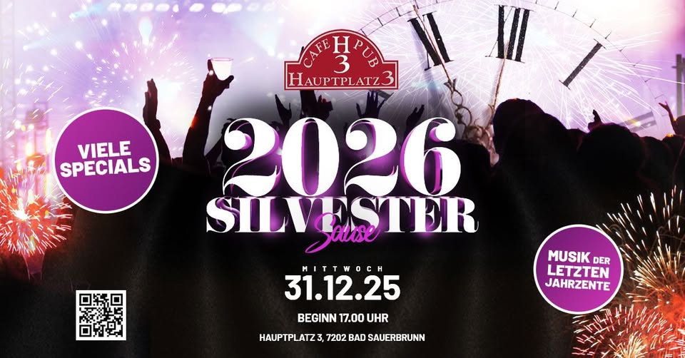 SILVESTER PARTY 2026 am 31. December 2025 @ H3 Cafepub.