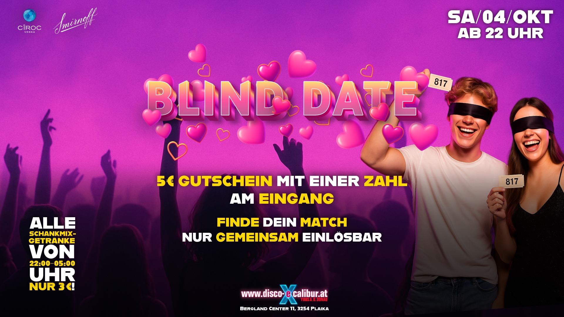 BLIND DATE am 4. October 2025 @ Disco Excalibur - Ybbs. BLIND DATE am 4. October 2025 @ Disco Excalibur - Ybbs.
