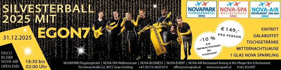 Silvesterball 2025 mit Egon7 am 31. December 2025 @ Hotel Novapark.