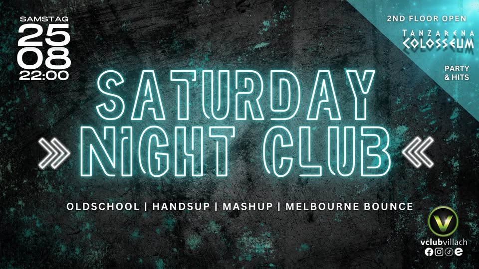 Saturday Night Club am 30. August 2025 @ V-Club. Saturday Night Club am 30. August 2025 @ V-Club.