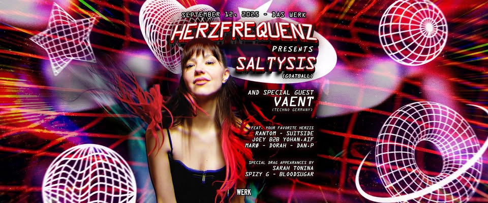 HERZFREQUENZ presents: SALTYSIS & VAENT am 12. September 2025 @ Das Werk. HERZFREQUENZ presents: SALTYSIS & VAENT am 12. September 2025 @ Das Werk.