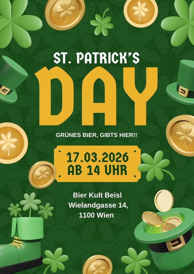 St.Patricksday Party am 17. March 2026 @ Bier Kult Beisl.