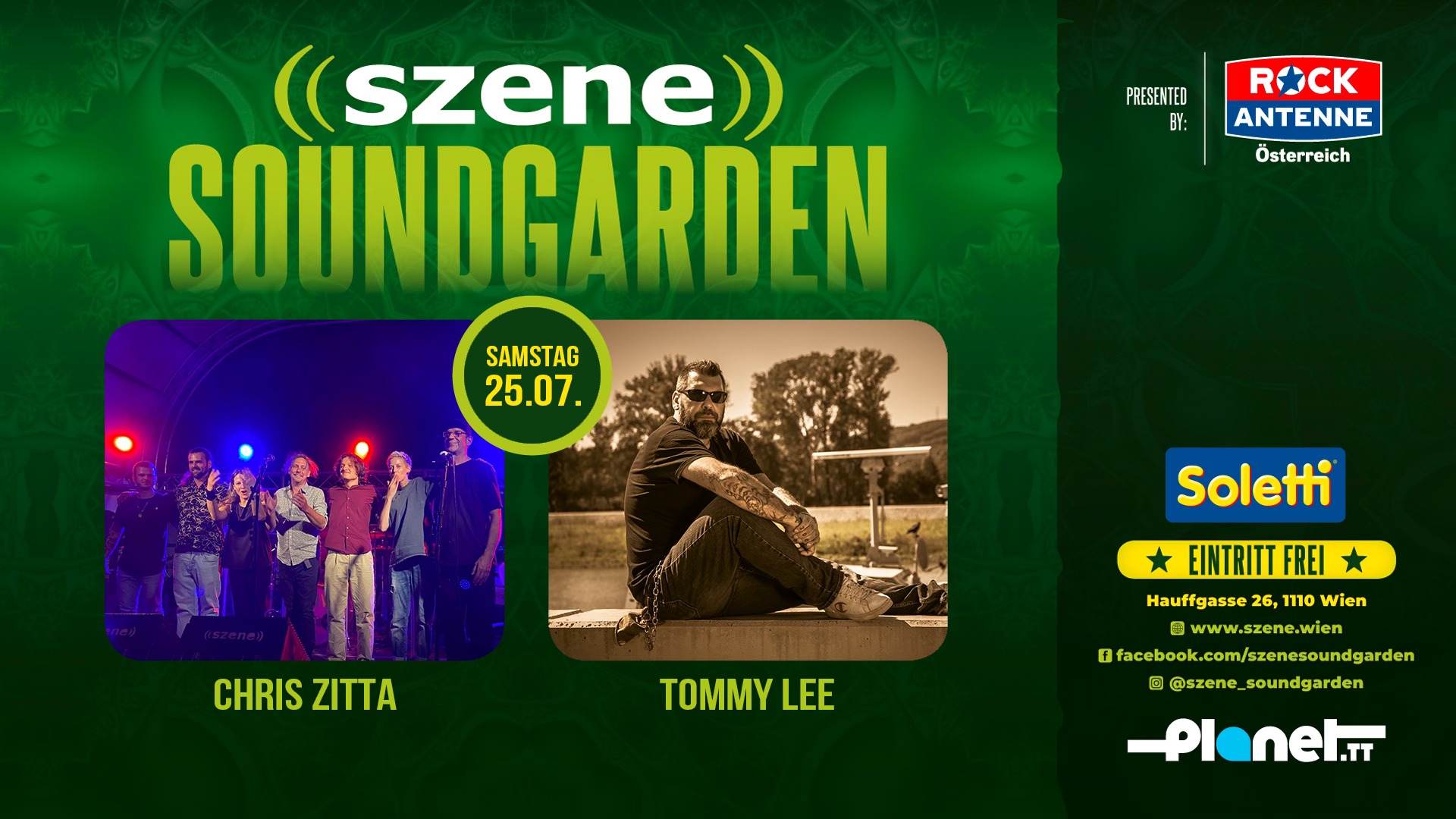 CHRIS ZITTA & BAND | TOMMY LEE am 25. July 2026 @ Szene Wien.