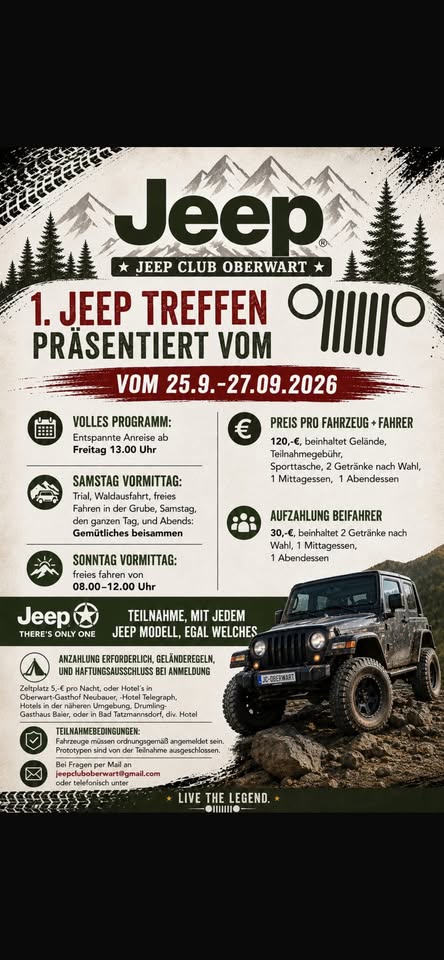 Jeep Treffen am 25. September 2026 @ Grube Oberwart.