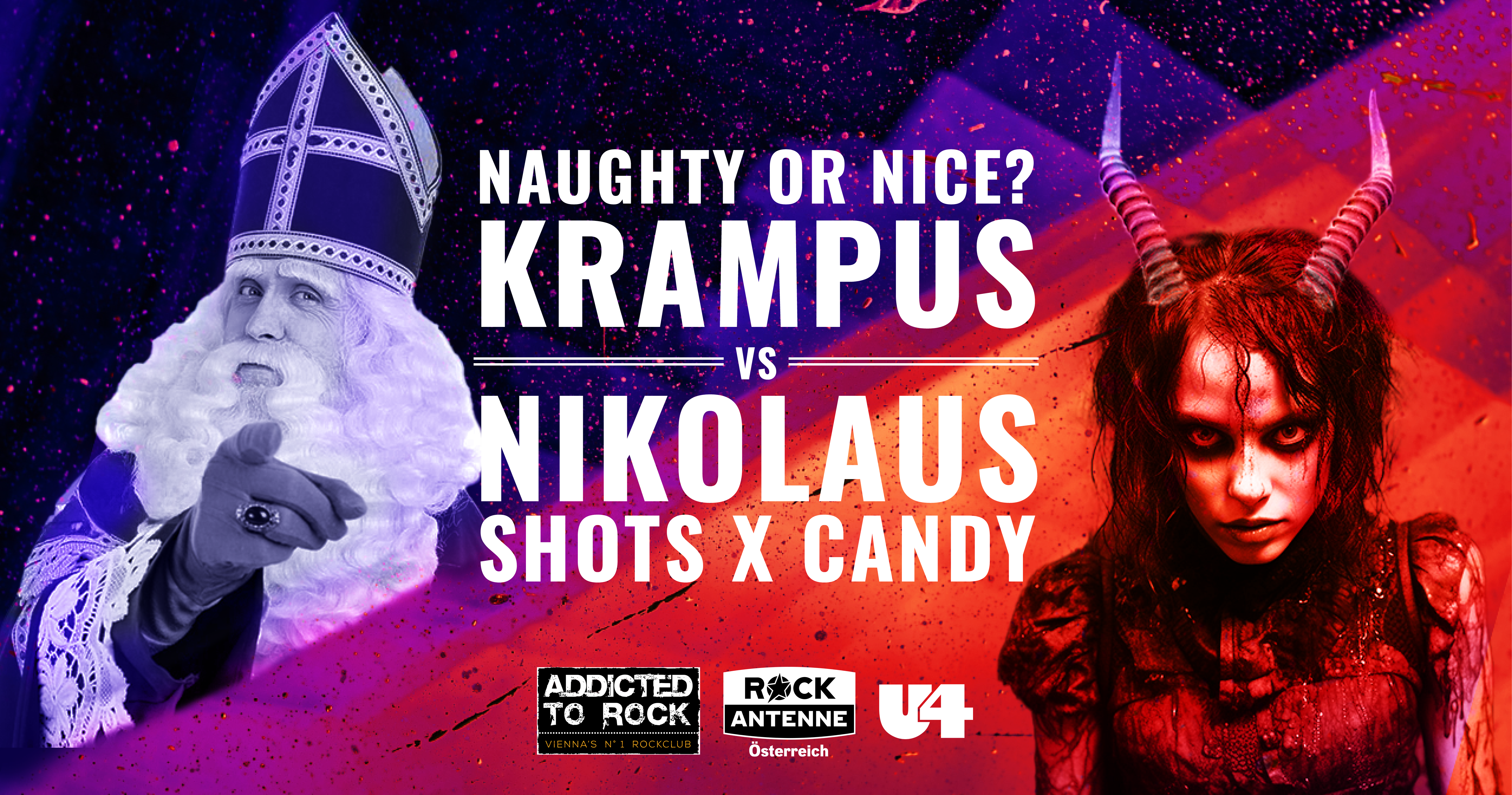 ATR X NIKOLO VS KRAMPUS am 1. December 2023 @ U4. ATR X NIKOLO VS KRAMPUS am 1. December 2023 @ U4.