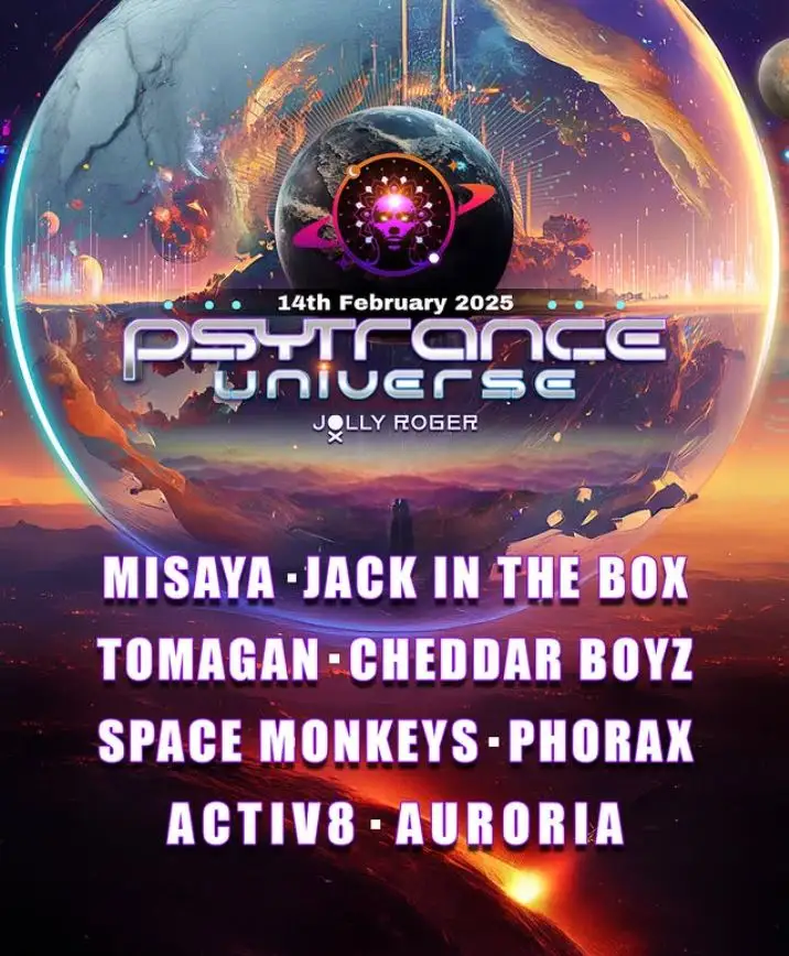Psytrance Universe am 14. February 2025 @ Jolly Roger. Psytrance Universe am 14. February 2025 @ Jolly Roger.