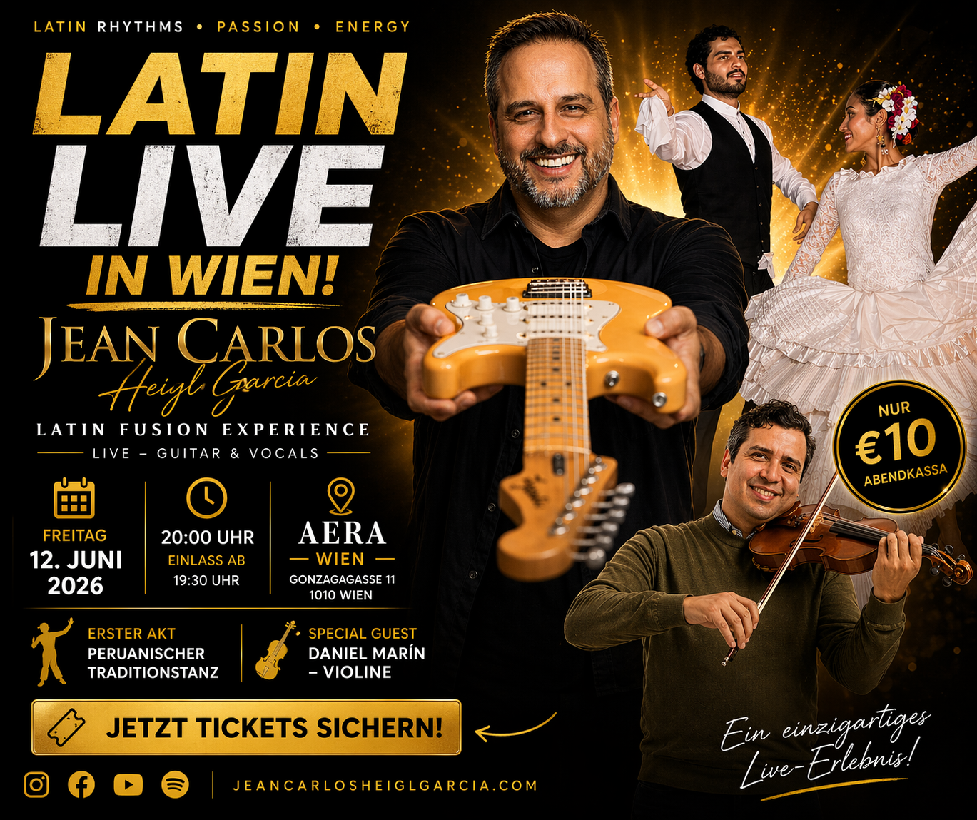 Latin Vibes – Jean Carlos Duo am 12. June 2026 @ Aera.