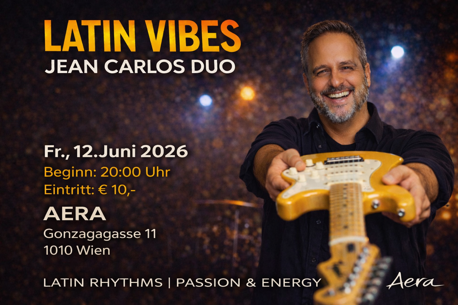 Latin Vibes – Jean Carlos Duo am 12. June 2026 @ Aera.