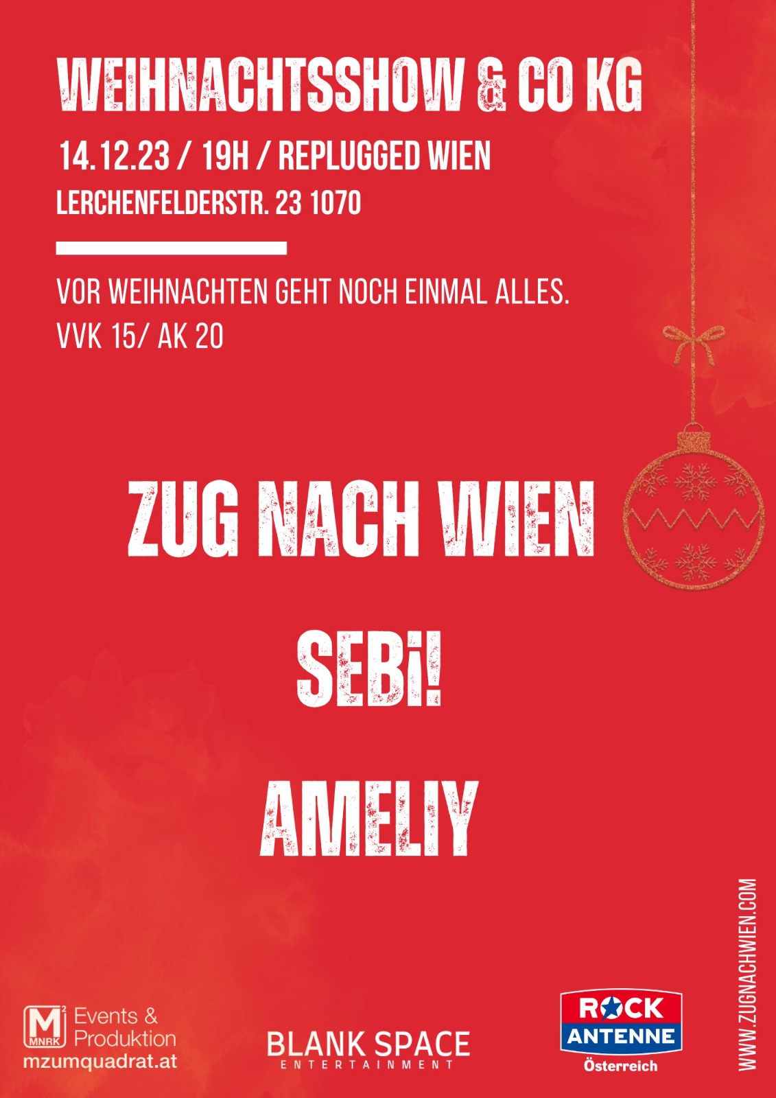 ZUG NACH WIEN am 14. December 2023 @ Replugged. ZUG NACH WIEN am 14. December 2023 @ Replugged.