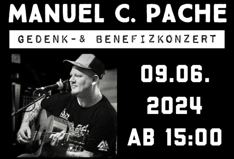 Manuel C. Pache Gedenk-& Benefizkonzert am 9. June 2024 @ Szene Wien. Manuel C. Pache Gedenk-& Benefizkonzert am 9. June 2024 @ Szene Wien.