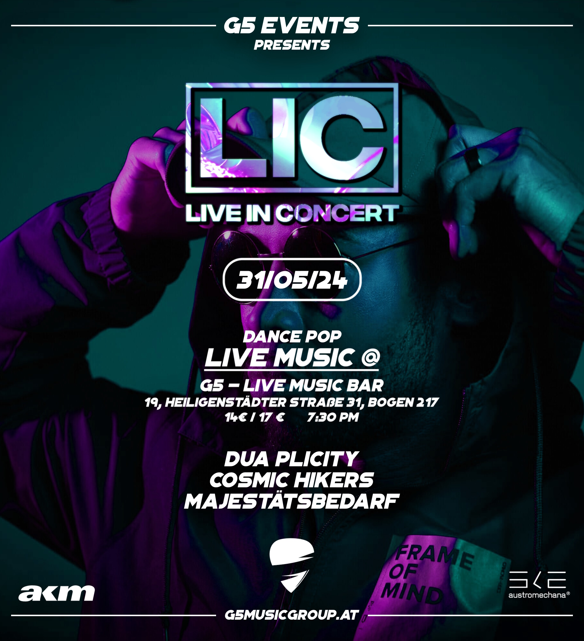 LIC - Live in Concert am 31. May 2024 @ G5 Live-Music-Bar. LIC - Live in Concert am 31. May 2024 @ G5 Live-Music-Bar.