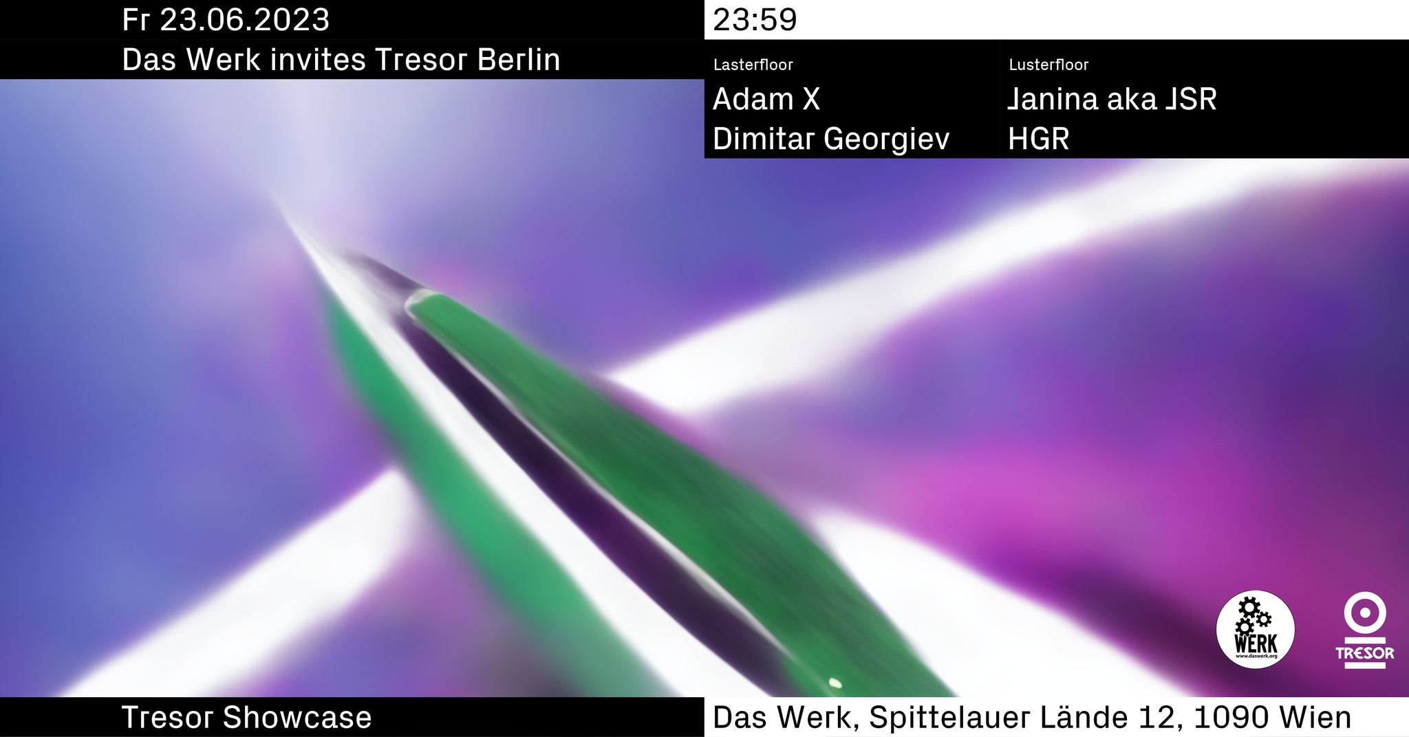 das WERK Wien invites TRESOR Berlin am 23. June 2023 @ Das Werk. das WERK Wien invites TRESOR Berlin am 23. June 2023 @ Das Werk.