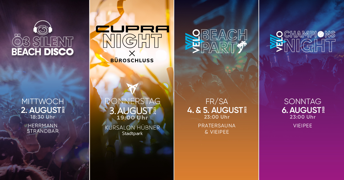 Beach Party Nights am 4. August 2023 @ Pratersauna + VIE i PEE.