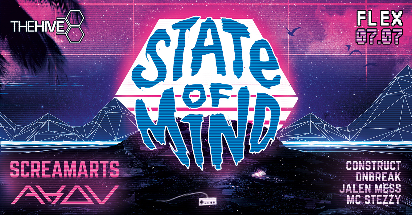 THE HIVE presents STATE OF MIND (NZ), Screamarts & Akov am 7. July 2023 @ Flex. THE HIVE presents STATE OF MIND (NZ), Screamarts & Akov am 7. July 2023 @ Flex.