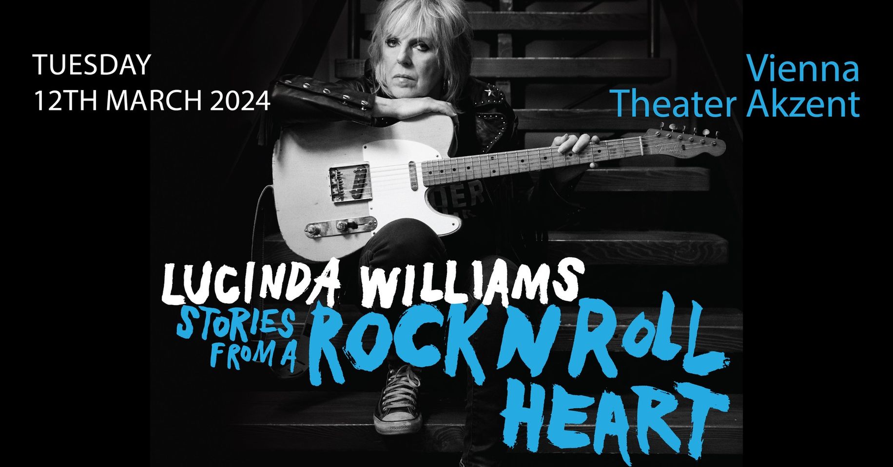 LUCINDA WILLIAMS am 12. March 2024 @ Theater Akzent. LUCINDA WILLIAMS am 12. March 2024 @ Theater Akzent.
