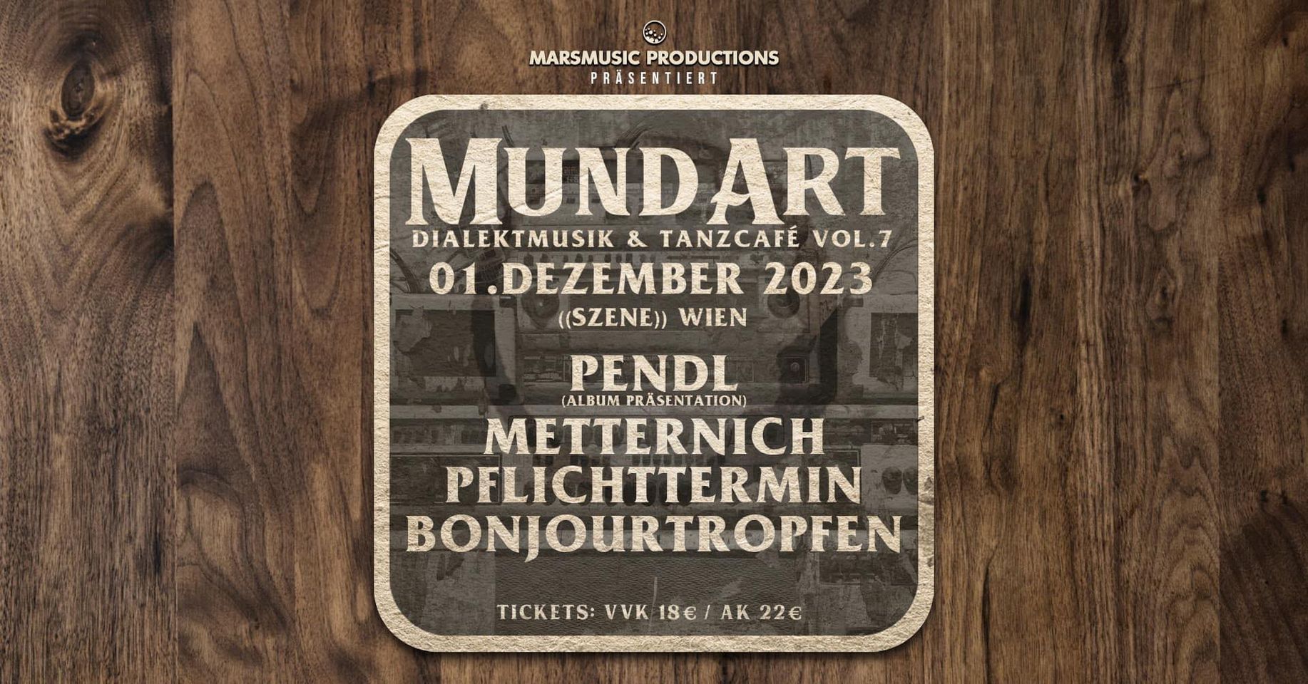 mundart – dialektmusik & tanzcafé vol.7 am 1. December 2023 @ Szene Wien.