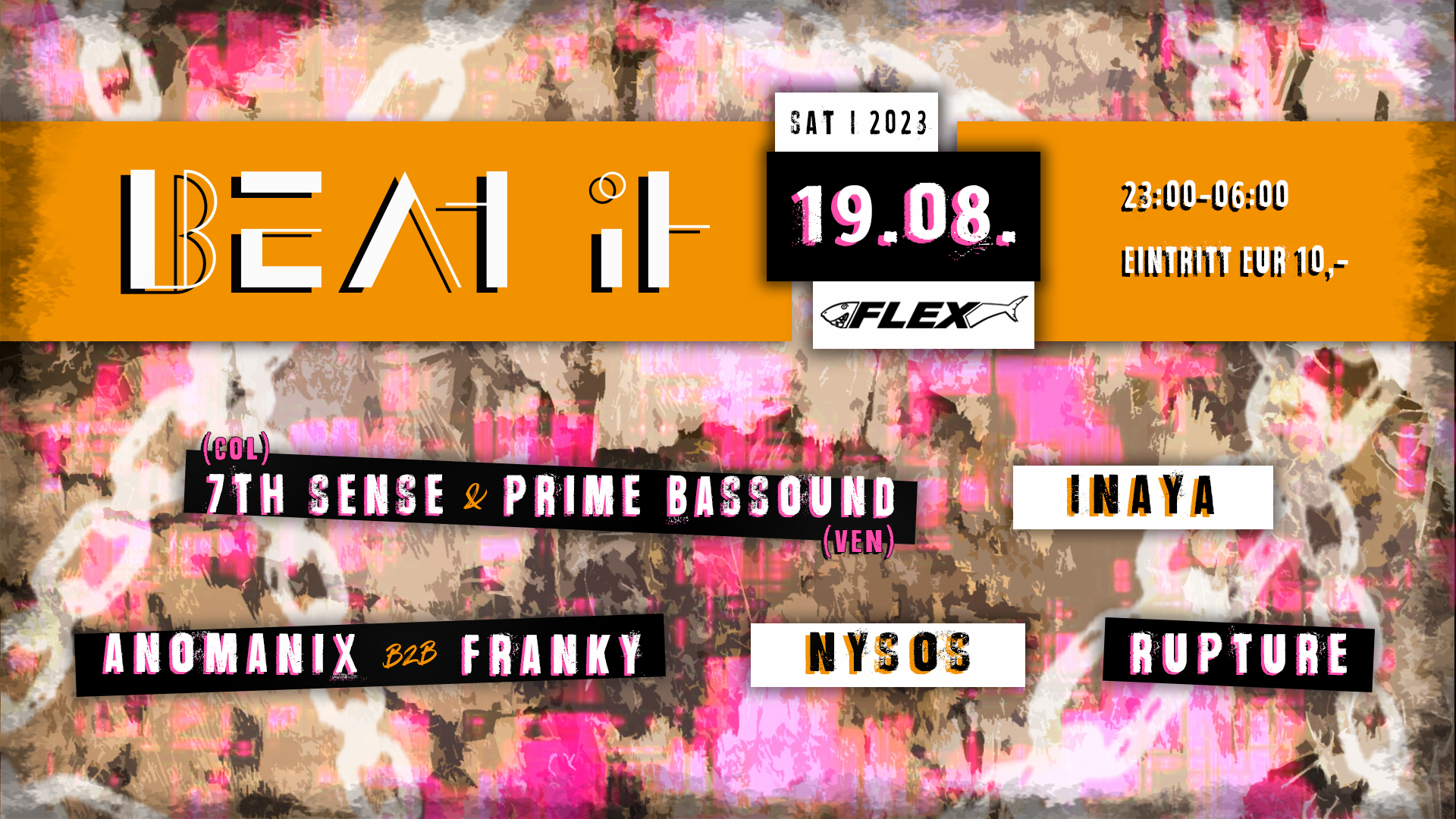 BEAT IT am 19. August 2023 @ Flex. BEAT IT am 19. August 2023 @ Flex.