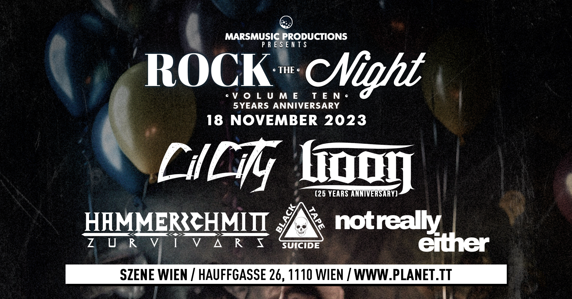 Rock the Night Vol.10 am 18. November 2023 @ Szene Wien.