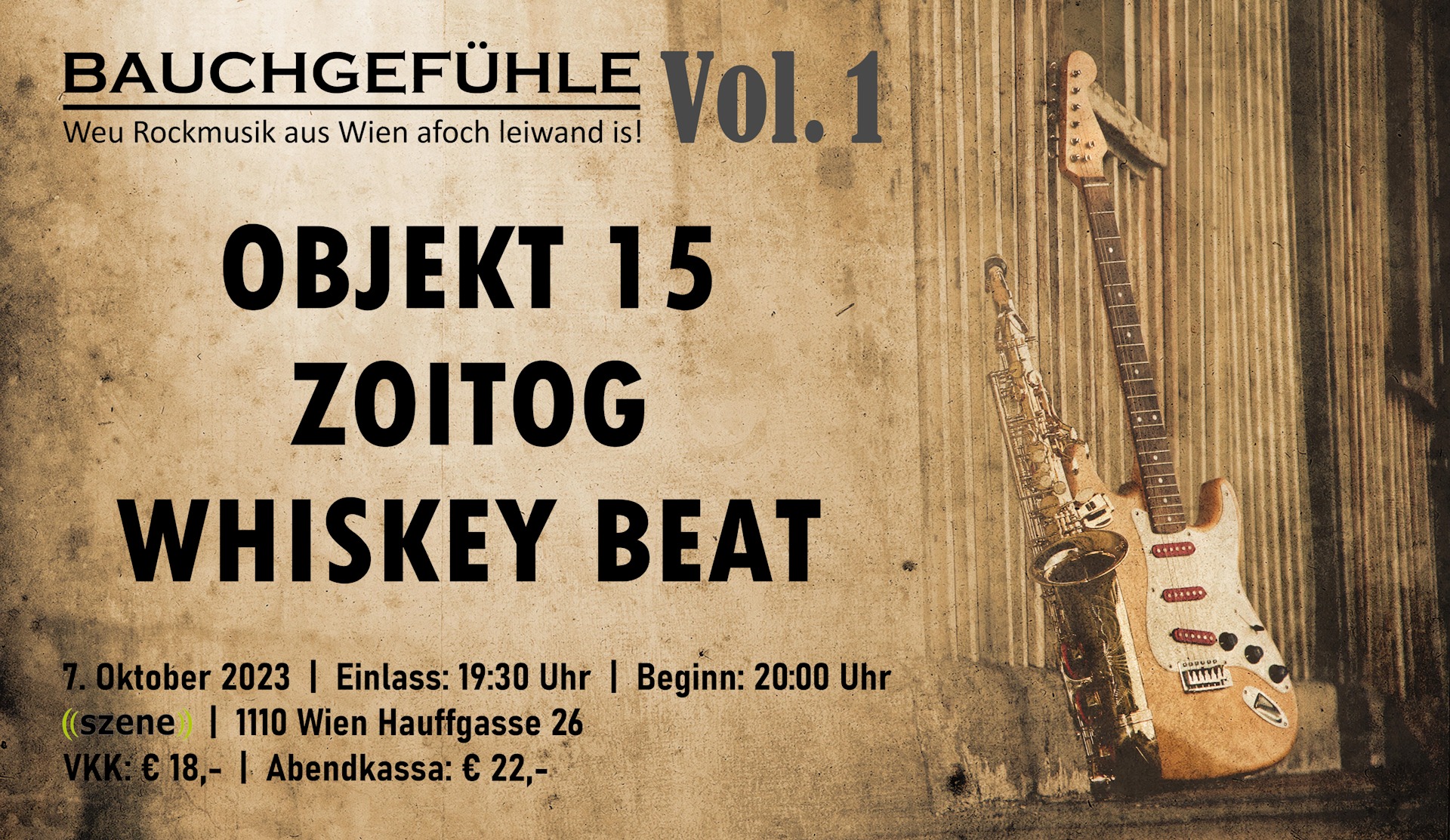 OBJEKT 15 | ZOITOG | WHISKEY BEAT am 7. October 2023 @ Szene Wien.