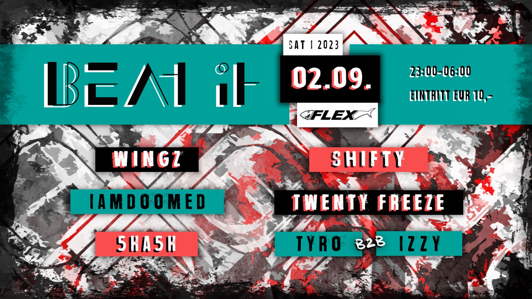 BEAT IT am 2. September 2023 @ Flex. BEAT IT am 2. September 2023 @ Flex.