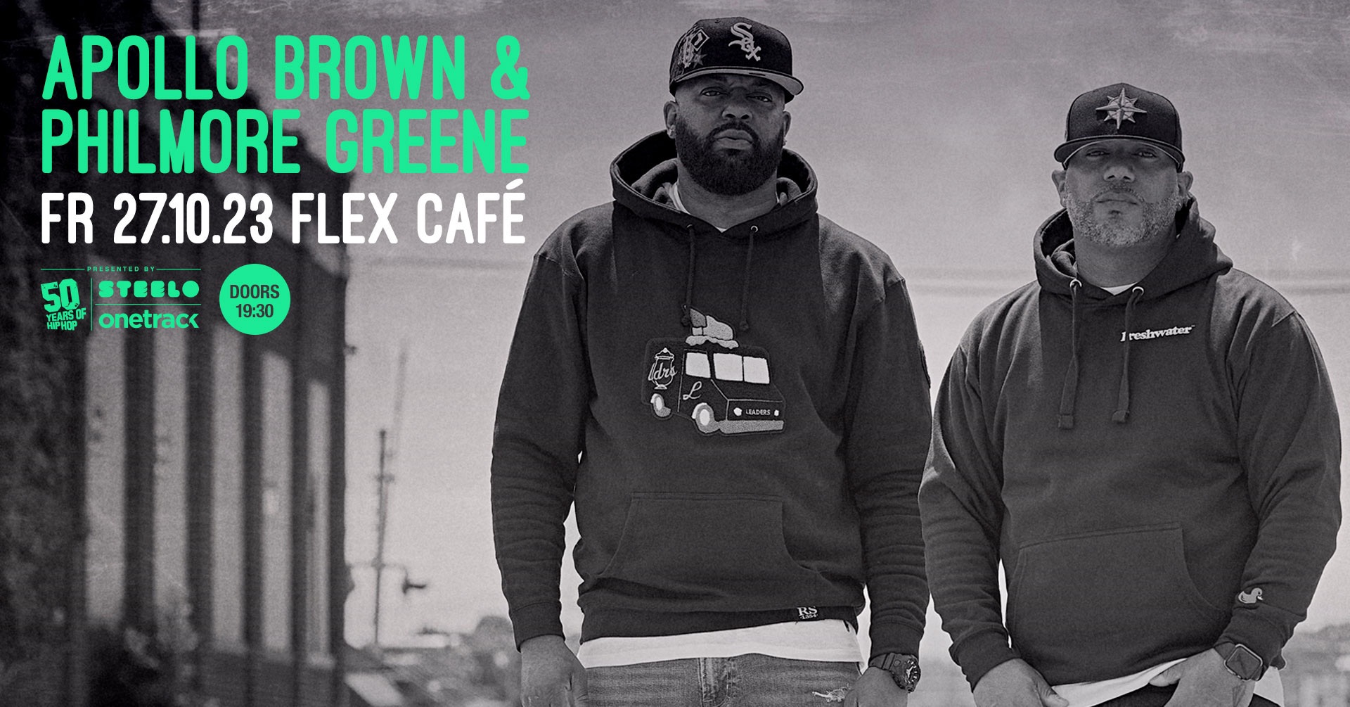 APOLLO BROWN & PHILMORE GREENE am 27. October 2023 @ Flex. APOLLO BROWN & PHILMORE GREENE am 27. October 2023 @ Flex.