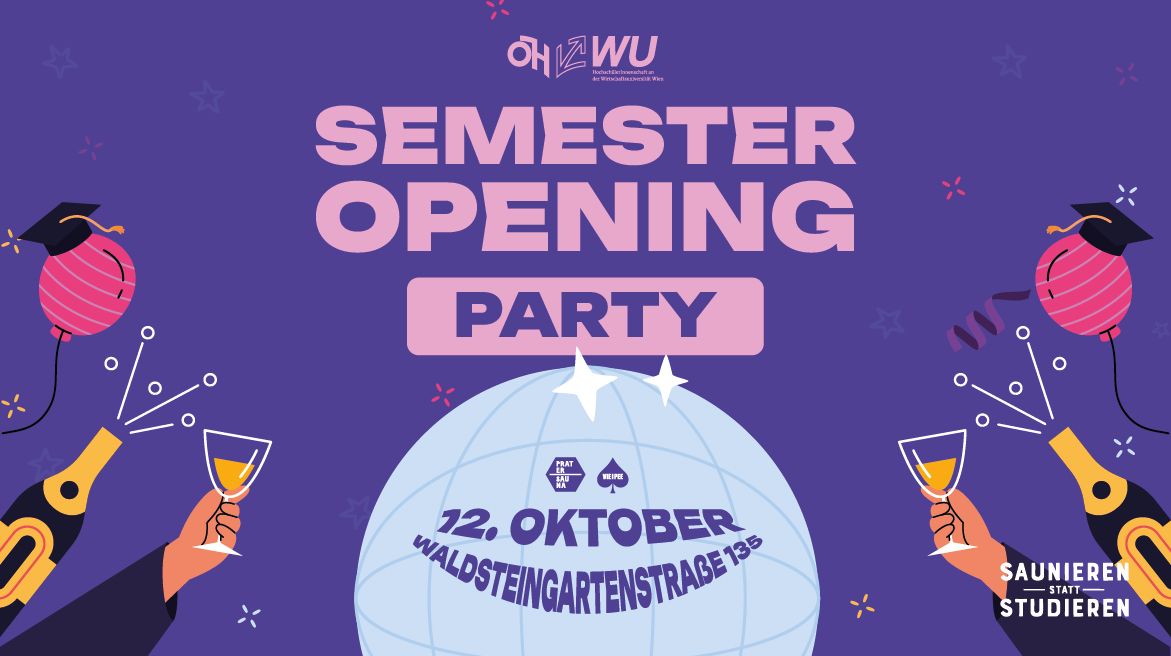 DEIN SEMESTER OPENING x SAUNIEREN STATT STUDIEREN & ÖH WU am 12. October 2023 @ Pratersauna. DEIN SEMESTER OPENING x SAUNIEREN STATT STUDIEREN & ÖH WU am 12. October 2023 @ Pratersauna.
