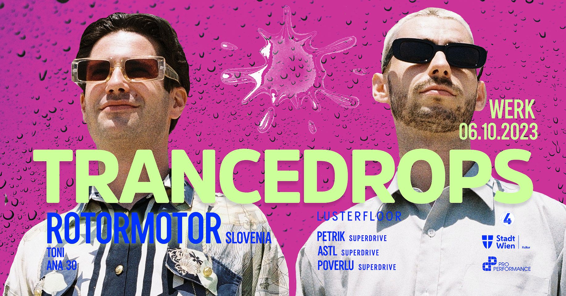 TRANCEDROPS x ROTOR MOTOR am 6. October 2023 @ Das Werk. TRANCEDROPS x ROTOR MOTOR am 6. October 2023 @ Das Werk.