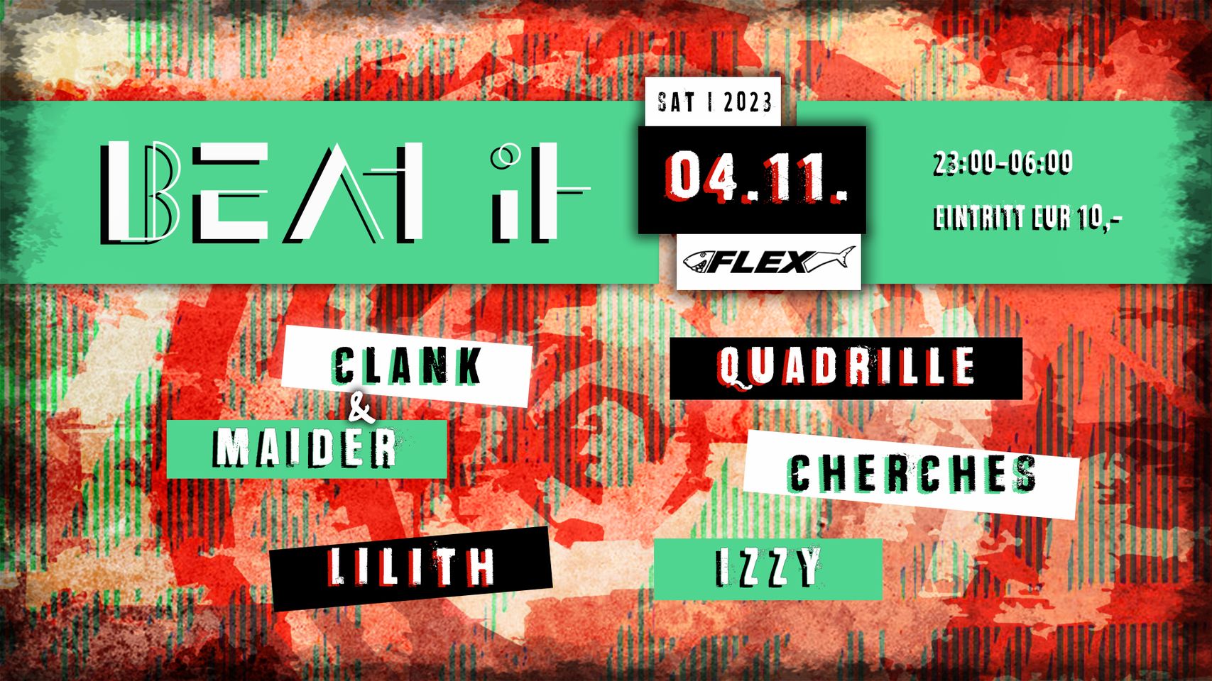BEAT IT am 4. November 2023 @ Flex. BEAT IT am 4. November 2023 @ Flex.