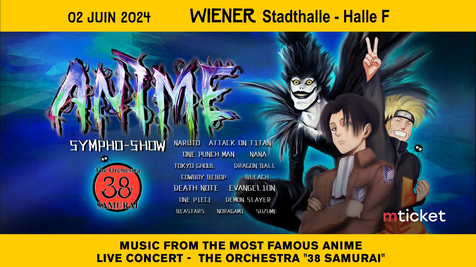 Anime Sympho-Show am 2. June 2024 @ Wiener Stadthalle - Halle F. Anime Sympho-Show am 2. June 2024 @ Wiener Stadthalle - Halle F.