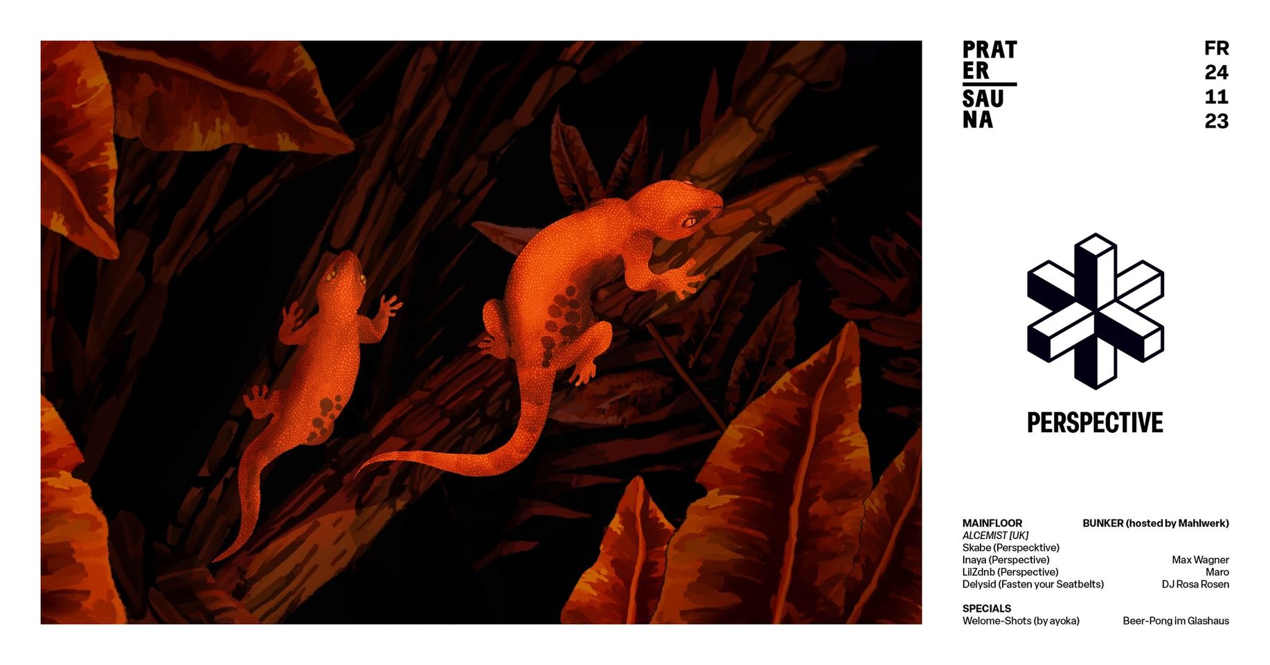 PERSPECTIVE Opening am 24. November 2023 @ Pratersauna. PERSPECTIVE Opening am 24. November 2023 @ Pratersauna.