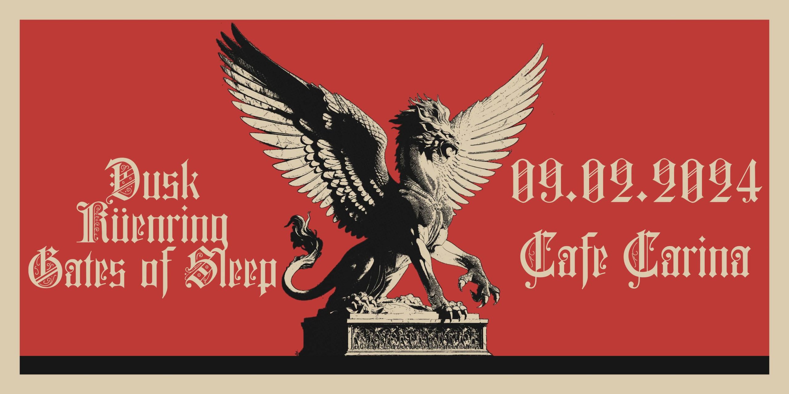 DUSK – KUENRING – GATES OF SLEEP am 9. February 2024 @ Café Carina. DUSK – KUENRING – GATES OF SLEEP am 9. February 2024 @ Café Carina.