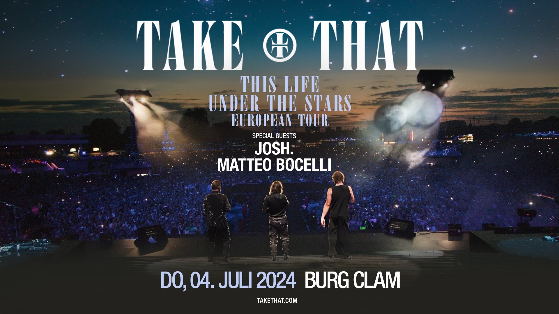 Take That am 4. July 2024 @ Burg Clam. Take That am 4. July 2024 @ Burg Clam.