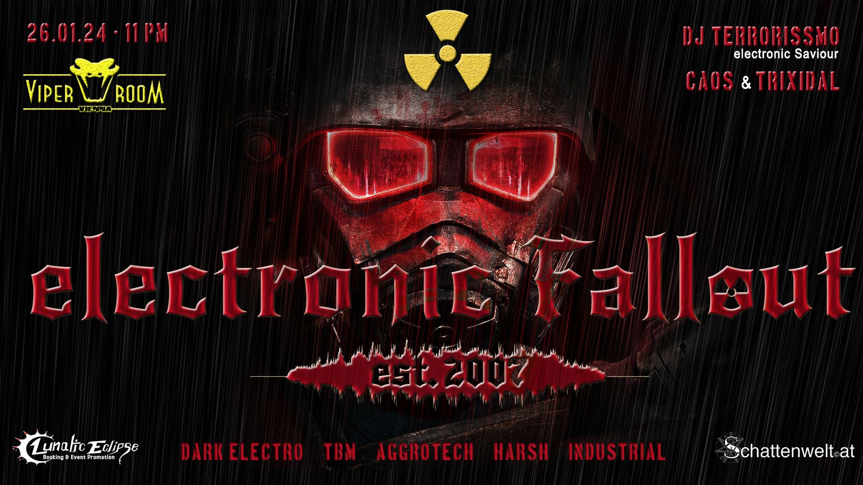 ☢️ Electronic Fallout ☢️ am 26. January 2024 @ Viper Room. ☢️ Electronic Fallout ☢️ am 26. January 2024 @ Viper Room.
