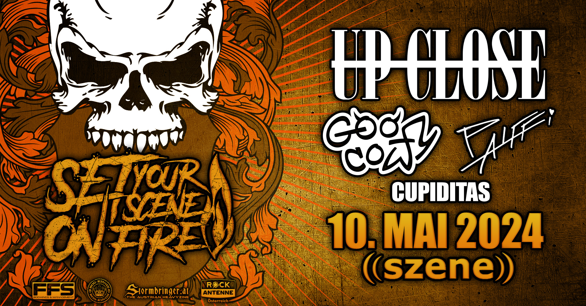 Set Your Scene On Fire PT. 6 am 10. May 2024 @ Szene Wien. Set Your Scene On Fire PT. 6 am 10. May 2024 @ Szene Wien.