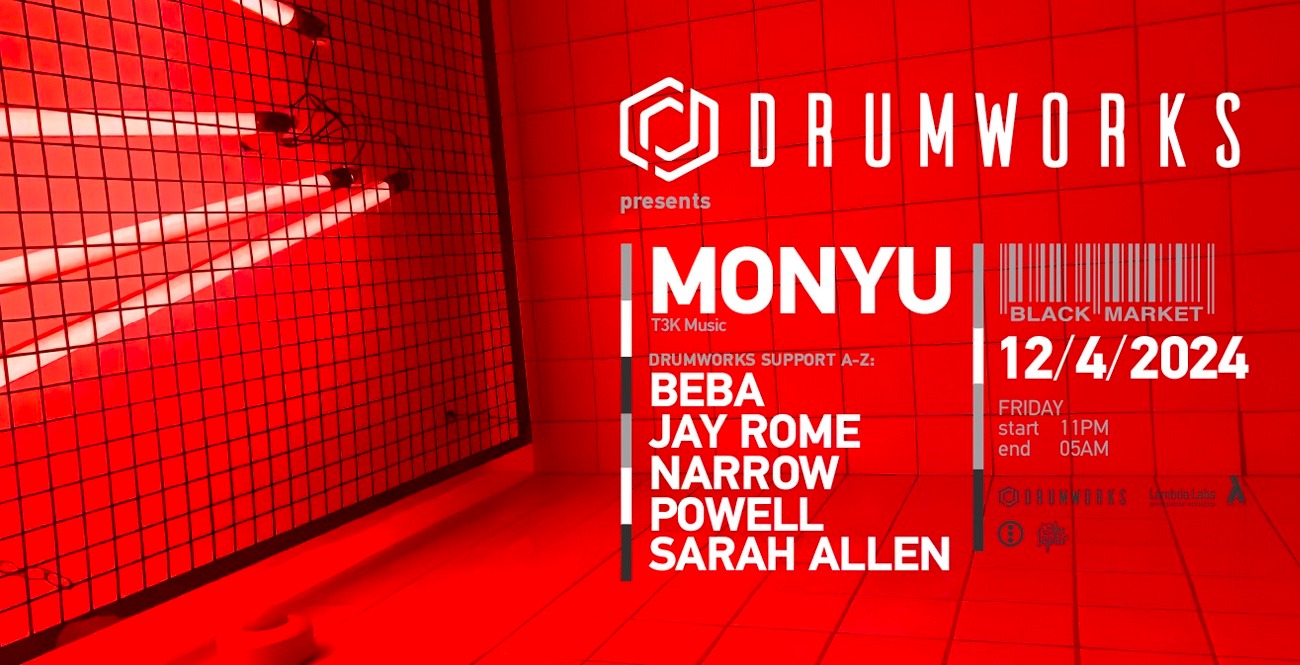 Drumworks presents Monyu am 12. April 2024 @ Black Market.