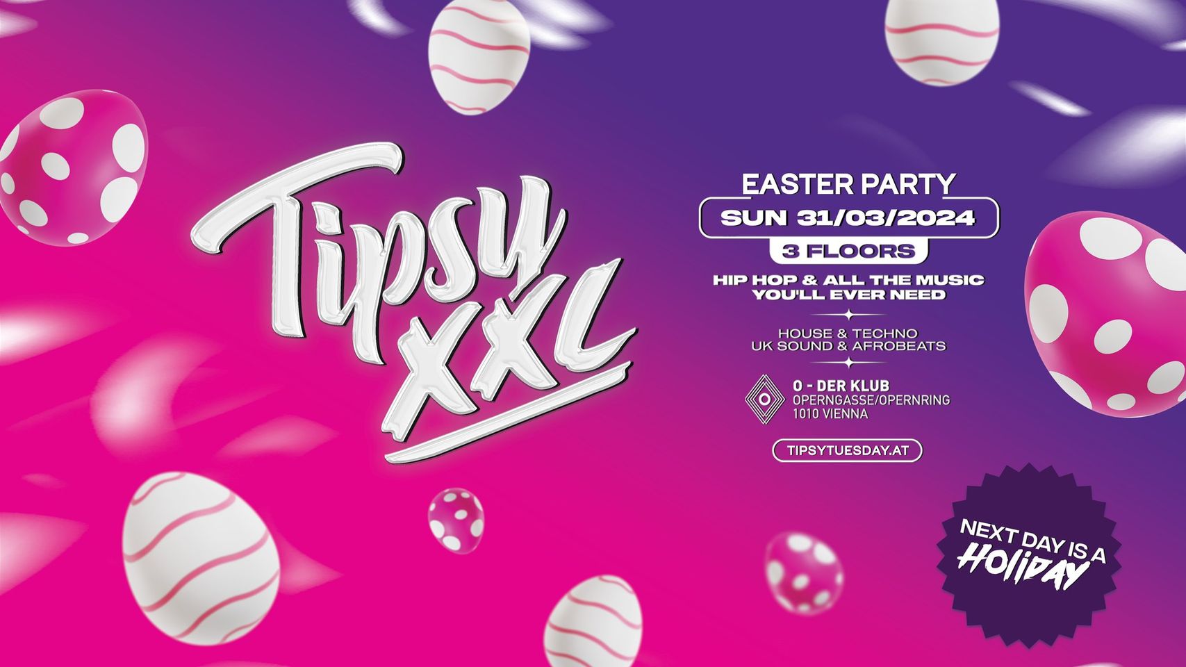 Tipsy XXL am 31. March 2024 @ O - Der Klub. Tipsy XXL am 31. March 2024 @ O - Der Klub.