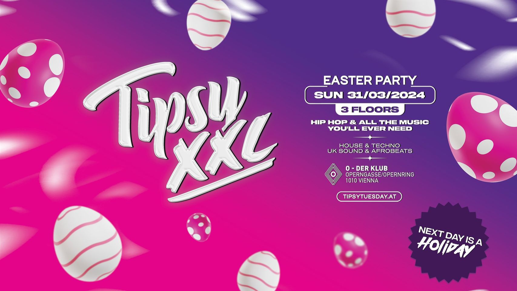 Tipsy XXL am 31. March 2024 @ O - Der Klub.