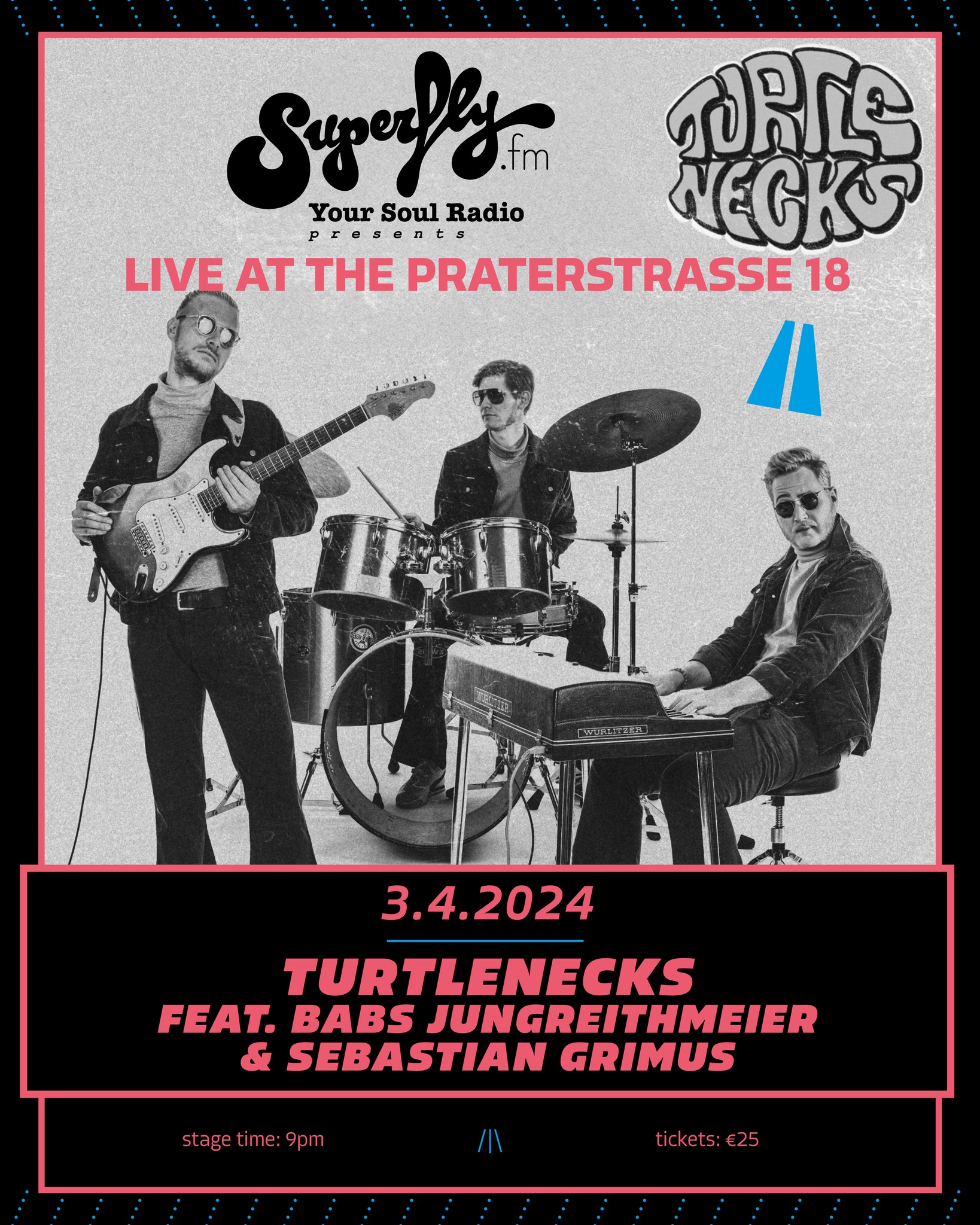Turtlenecks am 3. April 2024 @ Praterstrasse / PRST. Turtlenecks am 3. April 2024 @ Praterstrasse / PRST.